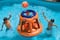 Swim Central 48" Orange & Blue Inflatable Shoot Ball Swimming Pool Float Game